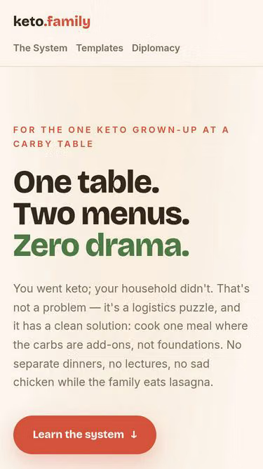 Screenshot of keto.family