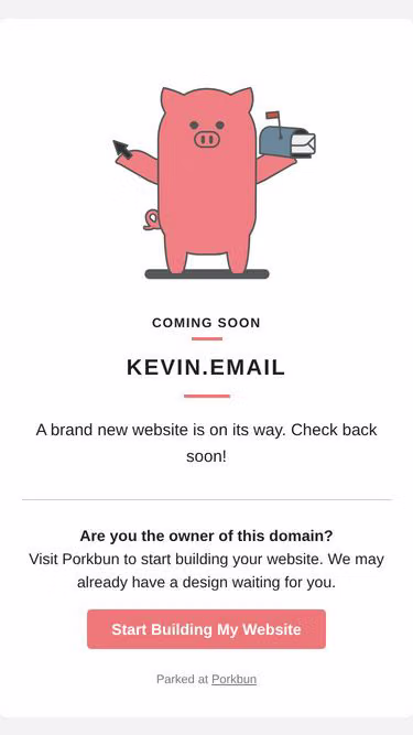 Screenshot of kevin.email