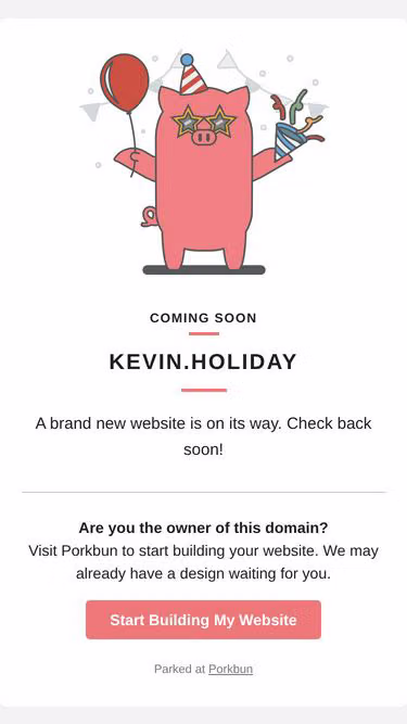 Screenshot of kevin.holiday