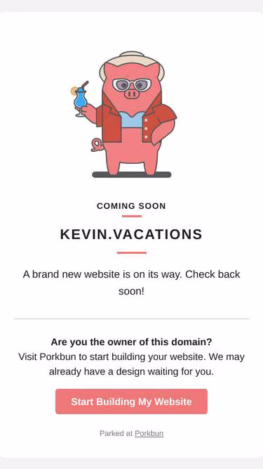 Screenshot of kevin.vacations