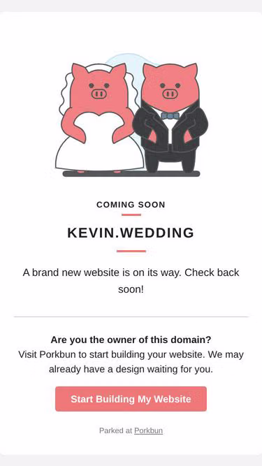 Screenshot of kevin.wedding
