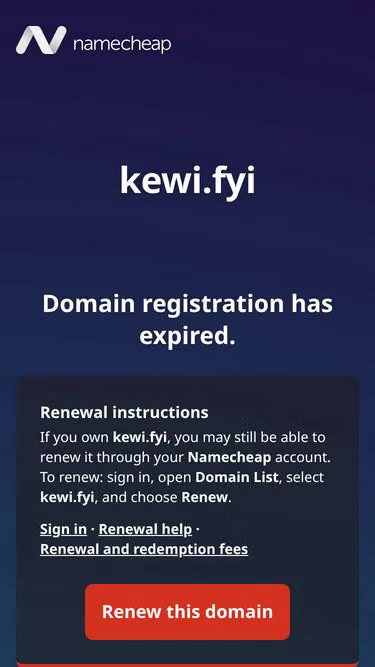 Screenshot of kewi.fyi