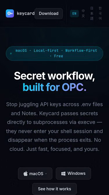 Screenshot of keycard.studio