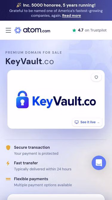 Screenshot of keyvault.co