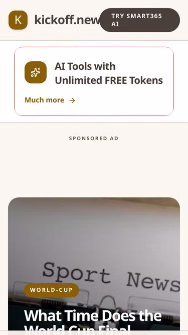 Screenshot of kickoff.news