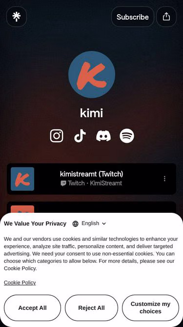Screenshot of kimi.tube