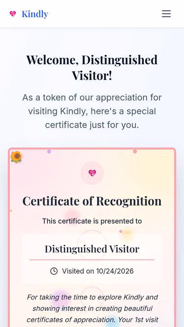 Screenshot of kindly.site