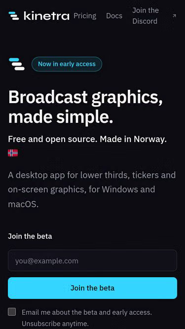 Screenshot of kinetra.live