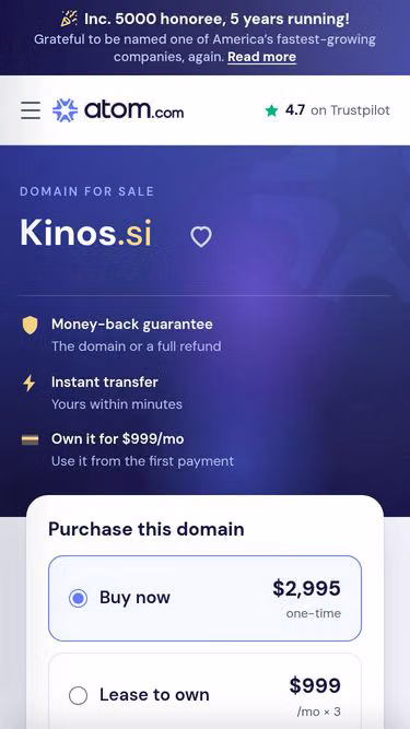 Screenshot of kinos.si