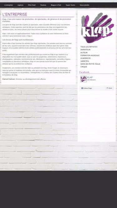 Screenshot of klap.ca