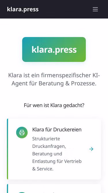Screenshot of klara.press