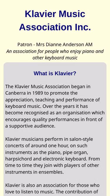Screenshot of klavier.org.au