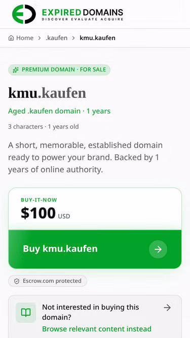 Screenshot of kmu.kaufen