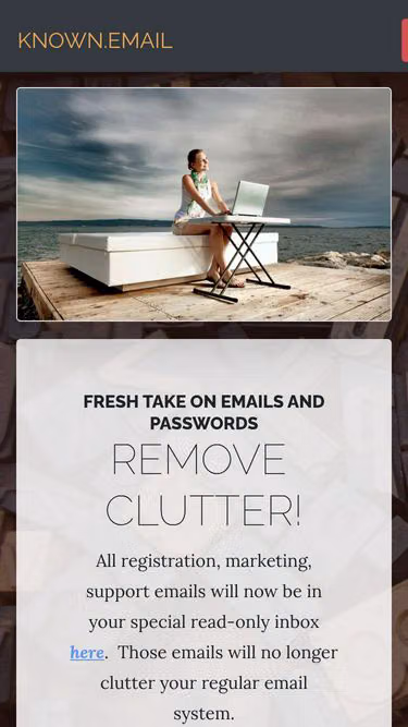 Screenshot of known.email