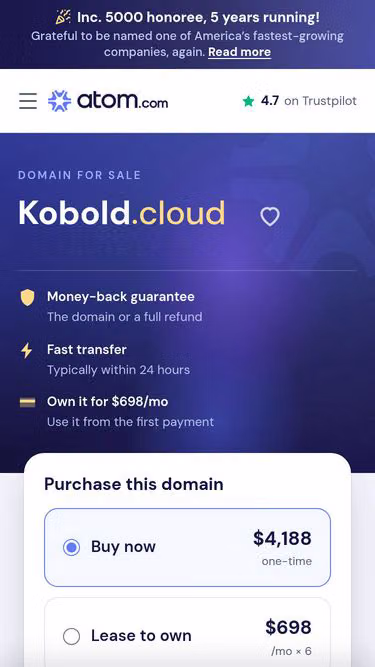 Screenshot of kobold.cloud