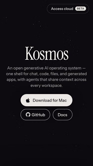 Screenshot of kosmos.computer