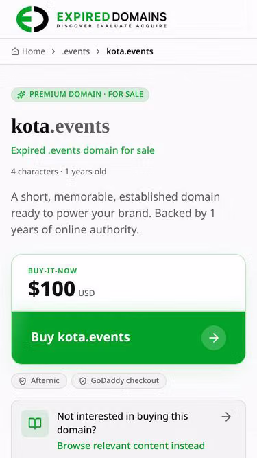 Screenshot of kota.events