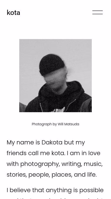 Screenshot of kota.photography