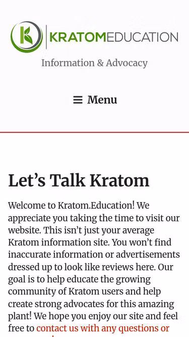 Screenshot of kratom.education