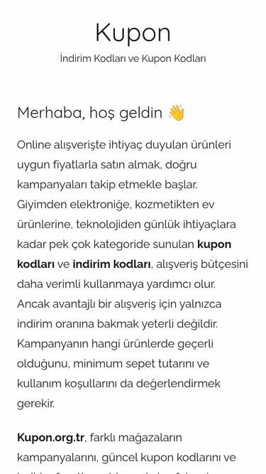 Screenshot of kupon.org.tr