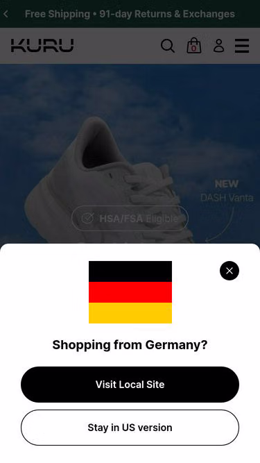 Screenshot of kuru.shoes