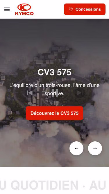 Screenshot of kymco.be
