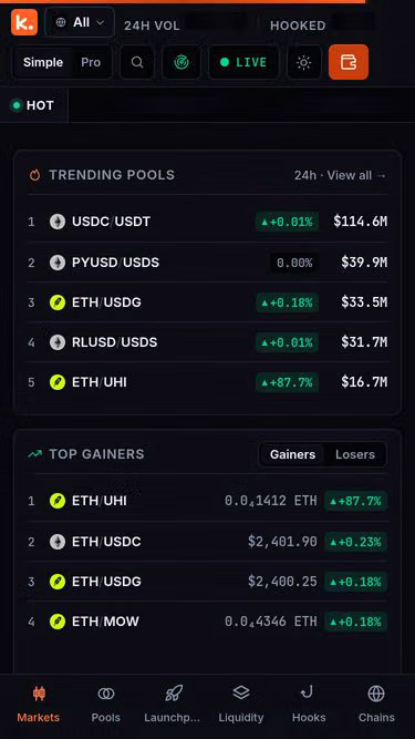 Screenshot of kyro.markets