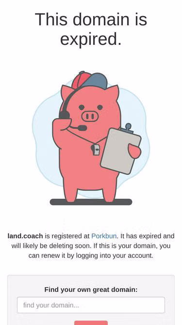 Screenshot of land.coach