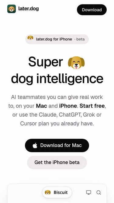 Screenshot of later.dog
