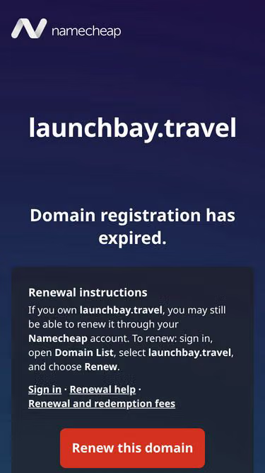 Screenshot of launchbay.travel