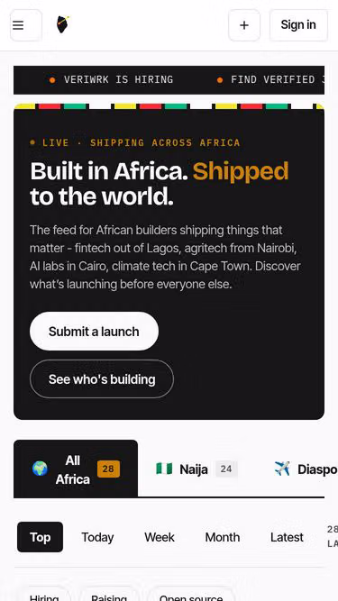 Screenshot of launchpad.ng