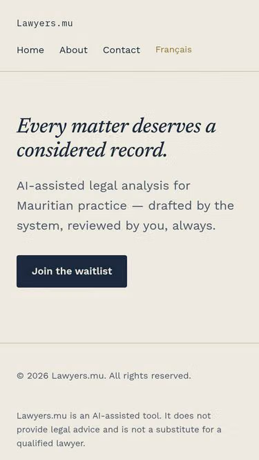 Screenshot of lawyers.mu