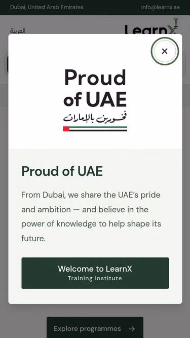 Screenshot of learnx.ae