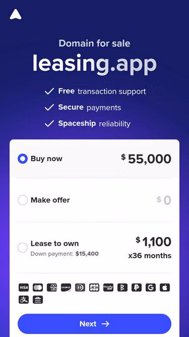 Screenshot of leasing.app