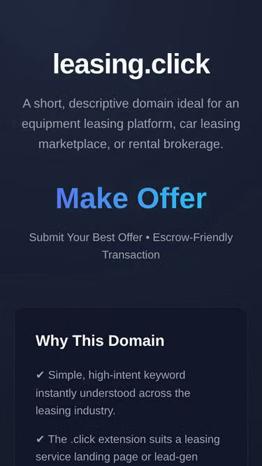 Screenshot of leasing.click