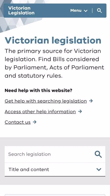 Screenshot of legislation.vic.gov.au