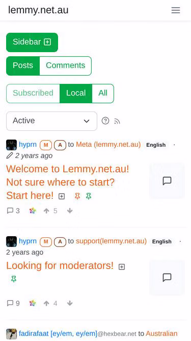 Screenshot of lemmy.net.au