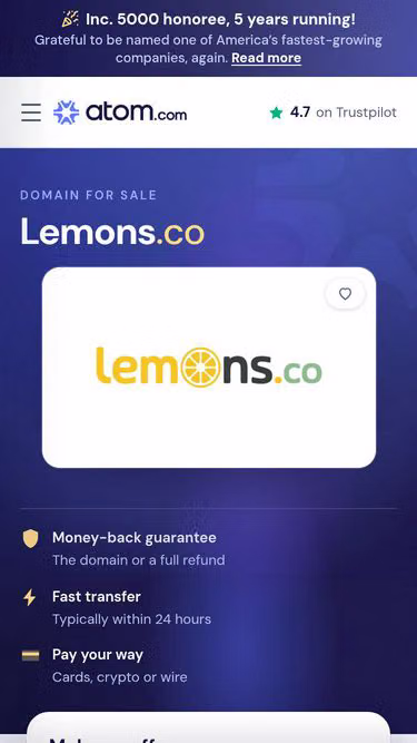 Screenshot of lemons.co