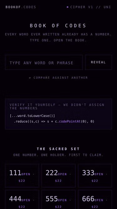 Screenshot of letter.codes