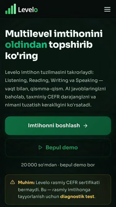 Screenshot of levelo.uz