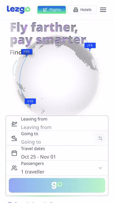 Screenshot of lezgo.travel