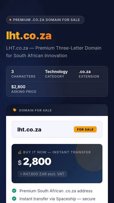 Screenshot of lht.co.za