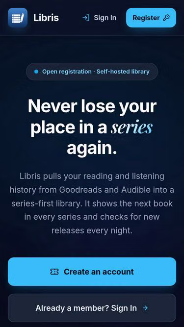 Screenshot of libris.uk