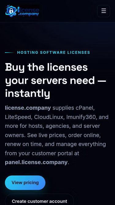 Screenshot of license.company