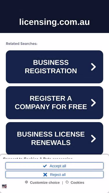 Screenshot of licensing.com.au