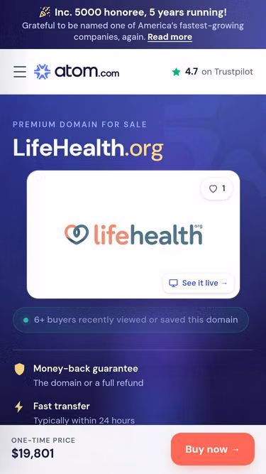 Screenshot of lifehealth.org
