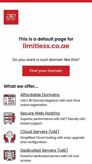 Screenshot of limitless.co.ae