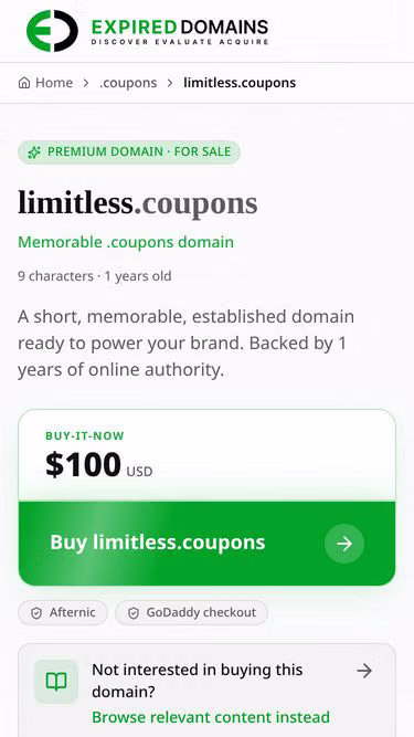Screenshot of limitless.coupons
