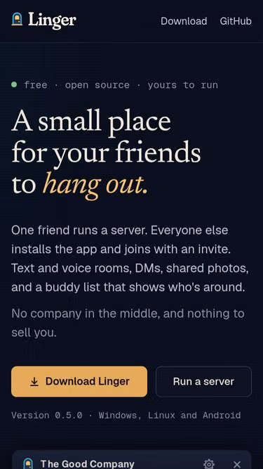 Screenshot of linger.im