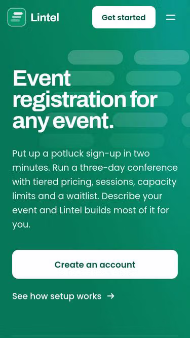 Screenshot of lintel.events